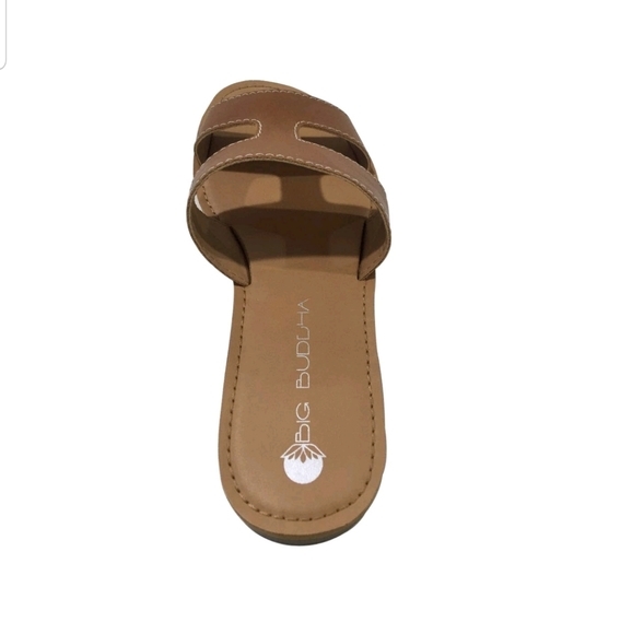 Big Buddha H flats sandal Tan faux leather 8 9 - Picture 3 of 5